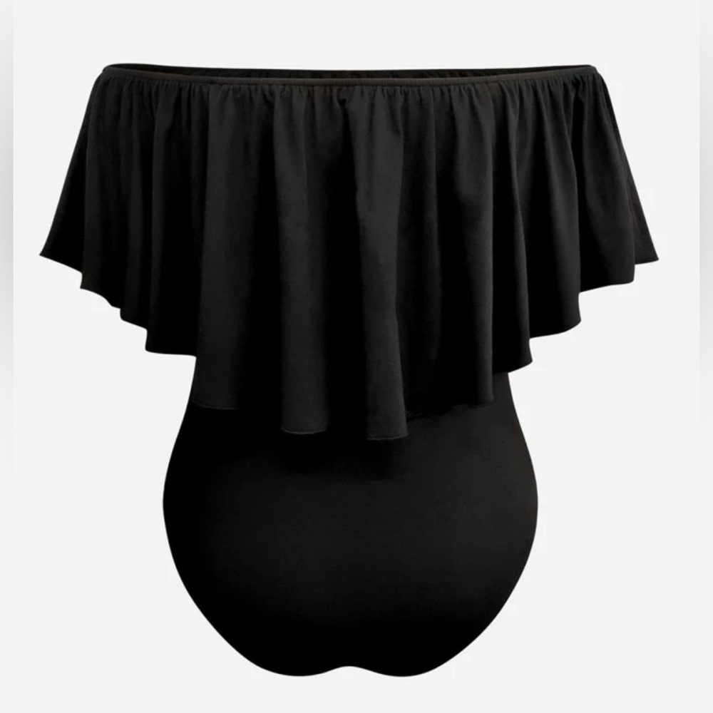 NEW 1 XL SHEIN Unity Plus Off The Shoulder Ruffle Trim Bodysuit
